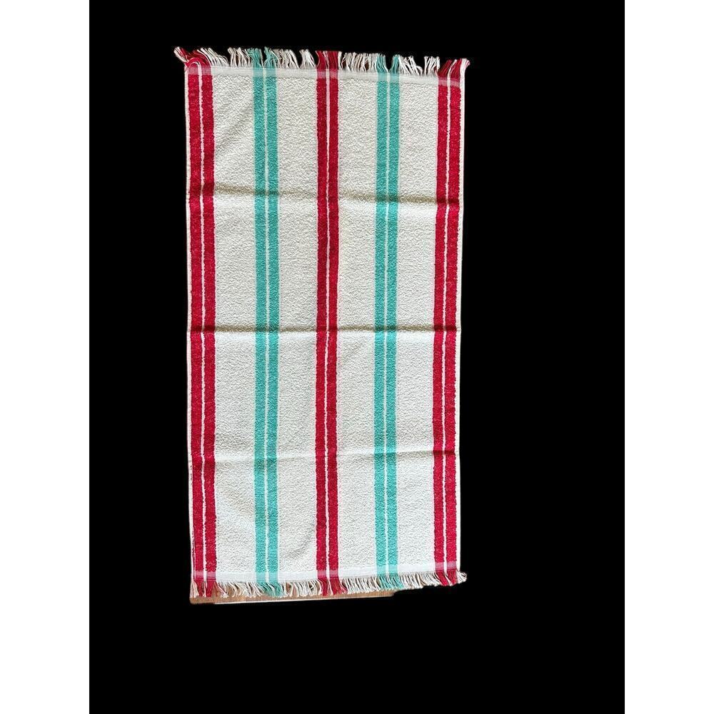 Vintage Cannon red and turquoise striped hand towel